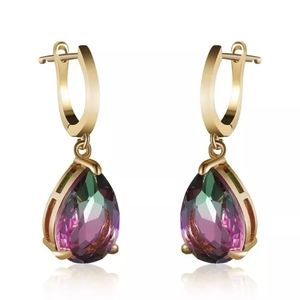 18k Mystic Topaz STAINLESS STEEL GP DROP EARRINGS LEVER BACK